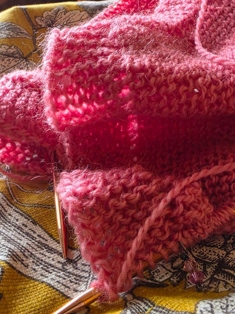 Warm pink knitting in the sun!